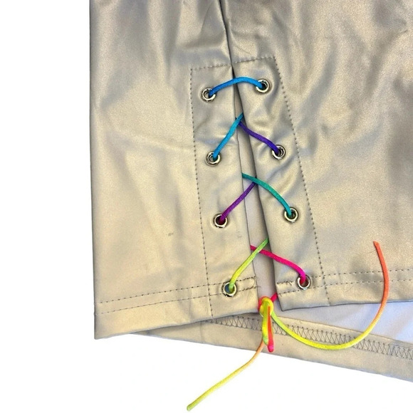 Women’s So Real Silver Metallic Dress Zip Up Long Sleeve Bodycon Size XS - Picture 4 of 7